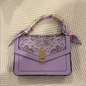 Lavender Laser-Cut Top Handle Bag